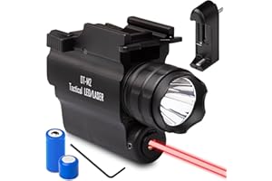 DefendTek Gun Flashlights - Rechargeable, Rail-Mounted Flashlight and Red Laser Light Combo for Shotgun, Pistol and Handgun - DT-M2﻿