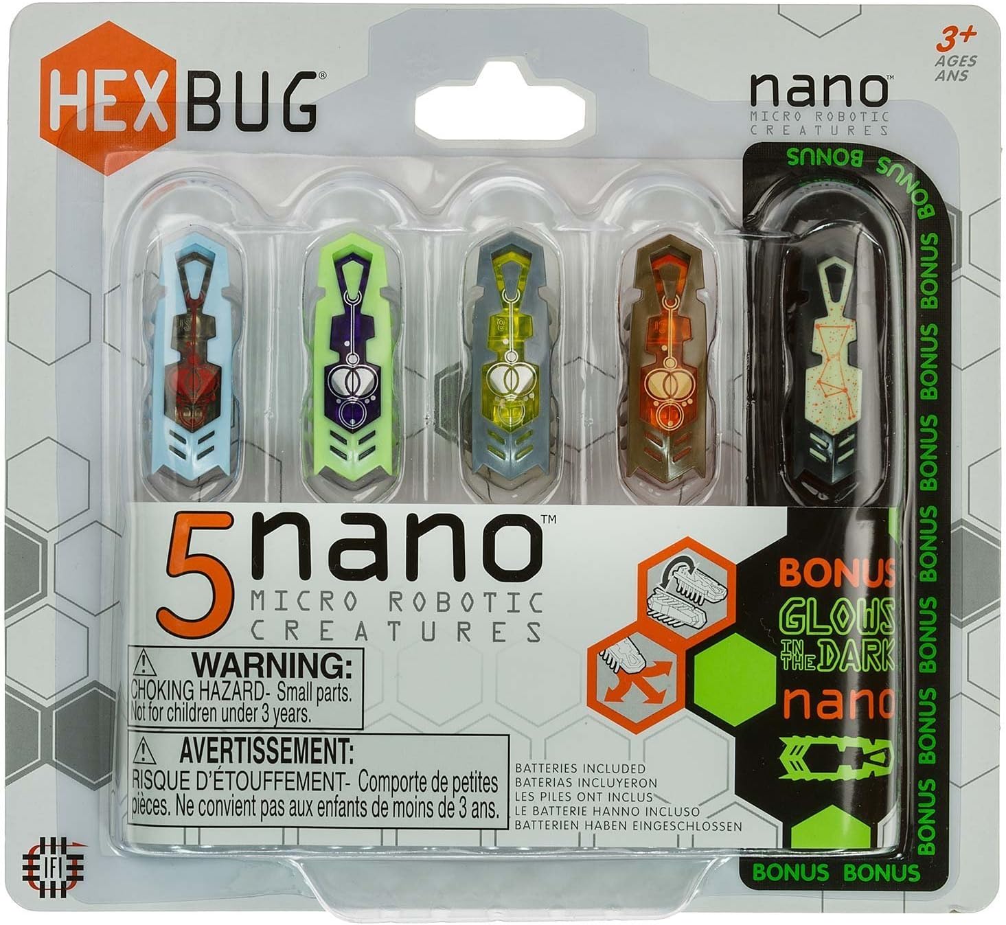 HEXBUG Nano Newton Calculus 5-Micro Robotic Creature Pack (4 Color Nano + 1 Glow in the Dark Nano)