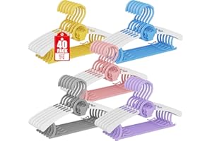 Besslly 40 Pack Baby Hangers for Nursery Closet, 11-14.5" Extendable Adjustable Non-Slip Kids Baby Clothes Hangers Toddler Infant Pants Hangers Plastic for Baby Girls Boys Children Newborn Organizer