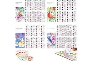 PUREADEE Mini Paint Pad, Mini Paint Pads, Watercolor Paint Pad, Pocket Watercolor Painting Book, Water Color Paint Set Arts, Travel Paint Watercolor Coloring Book Set for Adults, Boys and Girls (4PCS)