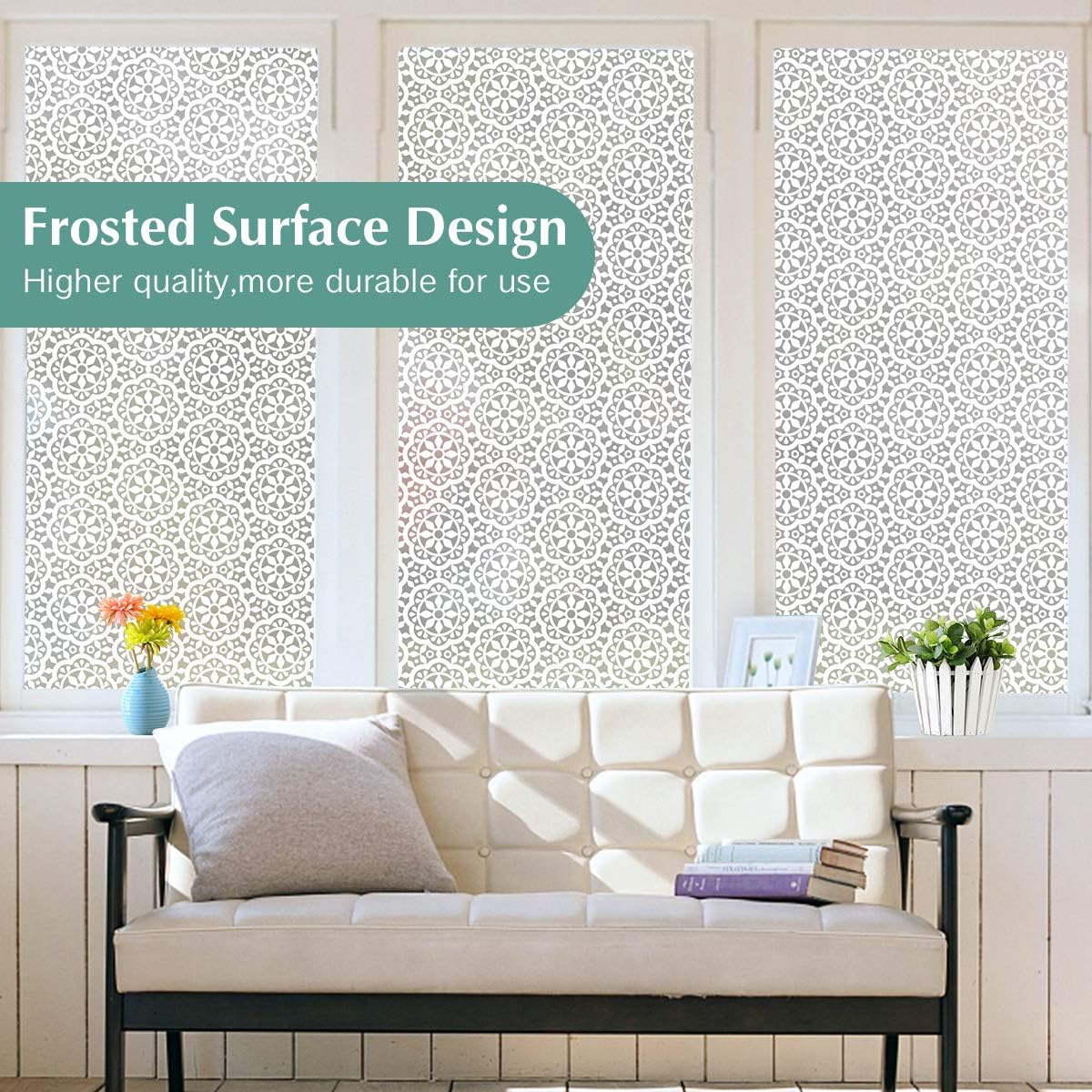 Lifetree Frosted Window Film Privacy Film for Glass Windows 75x200cm, Static Cling Decorative Snowflake Pattern - Image 5