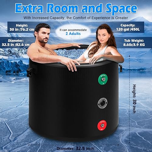 248 Gallon Portable Ice Bath Tub For Athletes – Inflatable Cold Plunge Pool With Insulated Lid, Works With Water Chillers For Post-Workout, White - View #9