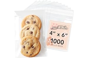 Pack It Chic - 4” X 6” (1000 Pack) Clear Resealable Cello Poly Bags for Treats, Baked Goods, and Party Favors - Self Seal