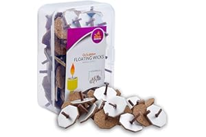 Ner Mitzvah Pre-Assembled Floating Wicks Octagon Shaped - 50 Count - Cotton Wicks and Cork Disc Holders for Oil Cups