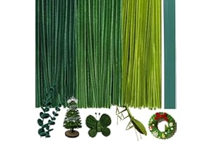 AHAMETON 300Pieces Green Pipe Cleaners with 20Pieces Flower Stems, Pipe Cleaner Crafts for DIY Art and Craft Projects Creative Gift Party Decorations, Chenille Stems