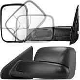 DWVO Towing Mirror Fit 02-08 Ram 1500, 03-09 Ram 2500 3500 | Power Adjustable Heated, Manual Flip-Up, Manual Folding, Side Tow Mirrors Pair Set