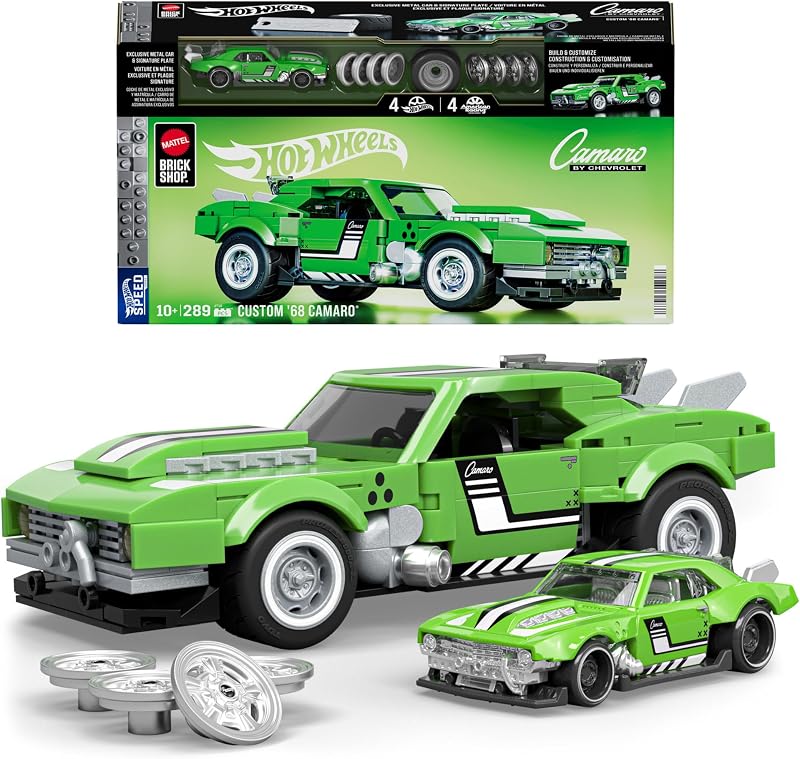Hot Wheels Custom '68 Camaro Speed Series, 289 peças, detalhes realistas e autocolantes para personalização, para colecionadores adultos e rapazes e raparigas a partir dos 10 anos, JFT17