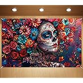 Dia De Los Muertos Photo Backdrop Day of The Dead Banner Sugar Skull Altar Mexican Fiesta Party Decorations and Supplies for Home