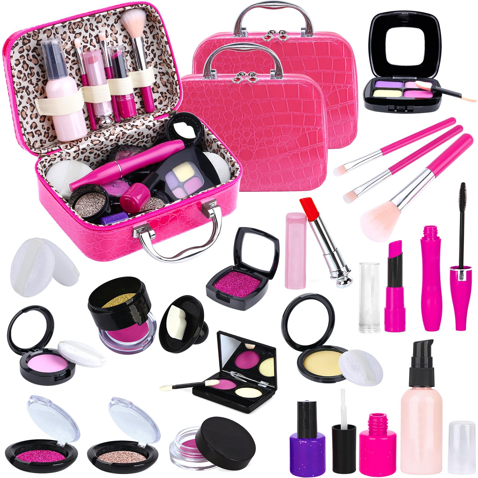 Photo 1 of TEPSMIGO 2 Pack Pretend Makeup Kit for Girls, Kids Pretend Play Makeup Set - with Cosmetic Bag for Birthday Christmas, Toy Makeup Set for Toddler, Little Girls Age 3+(Not Real Makeup)