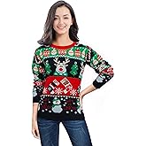 v28 Ugly Christmas Sweater for Women Reindeer Funny Merry Xmas Knit Sweaters