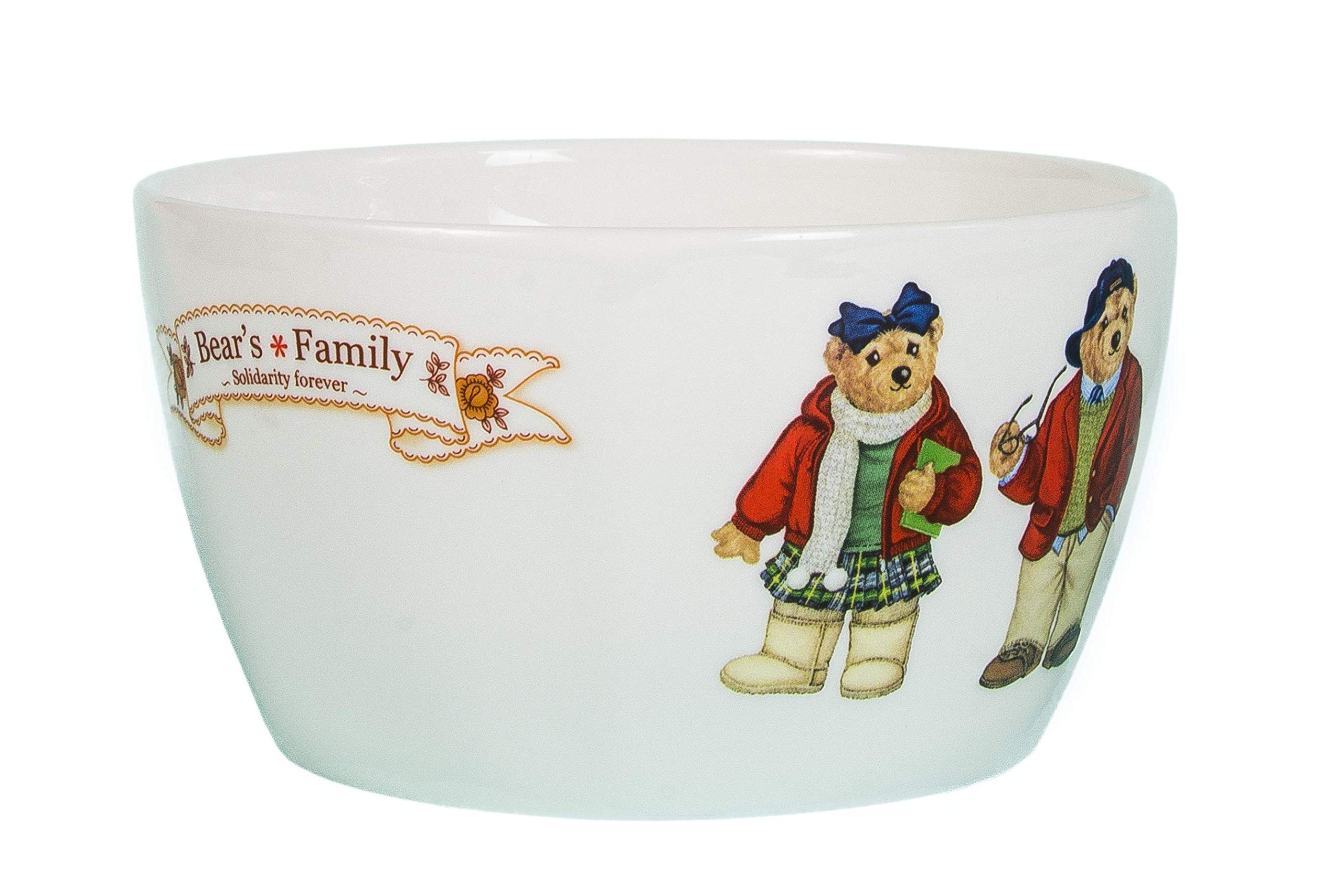 Teddy Bear Bowl: Red and Black, 15 Fl Oz, Premium Ceramic, BPA-Free, Kids Bowl, Cereal Bowl, Multipurpose Bowl for Salad, Fruit, Dessert, and Snacks, Perfect for Kids and Adults