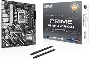 ASUS Prime H810M-A WiFi-CSM Intel® H810 LGA 1851 mATX Motherboard, 6+1+1+1 Discrete MOS, DDR5, PCIe 4.0, 2X M.2, Intel® 1Gb Ethernet, Wi-Fi 6, DisplayPort, HDMI™, USB 10Gbps, Front USB 5Gbps Type-C®