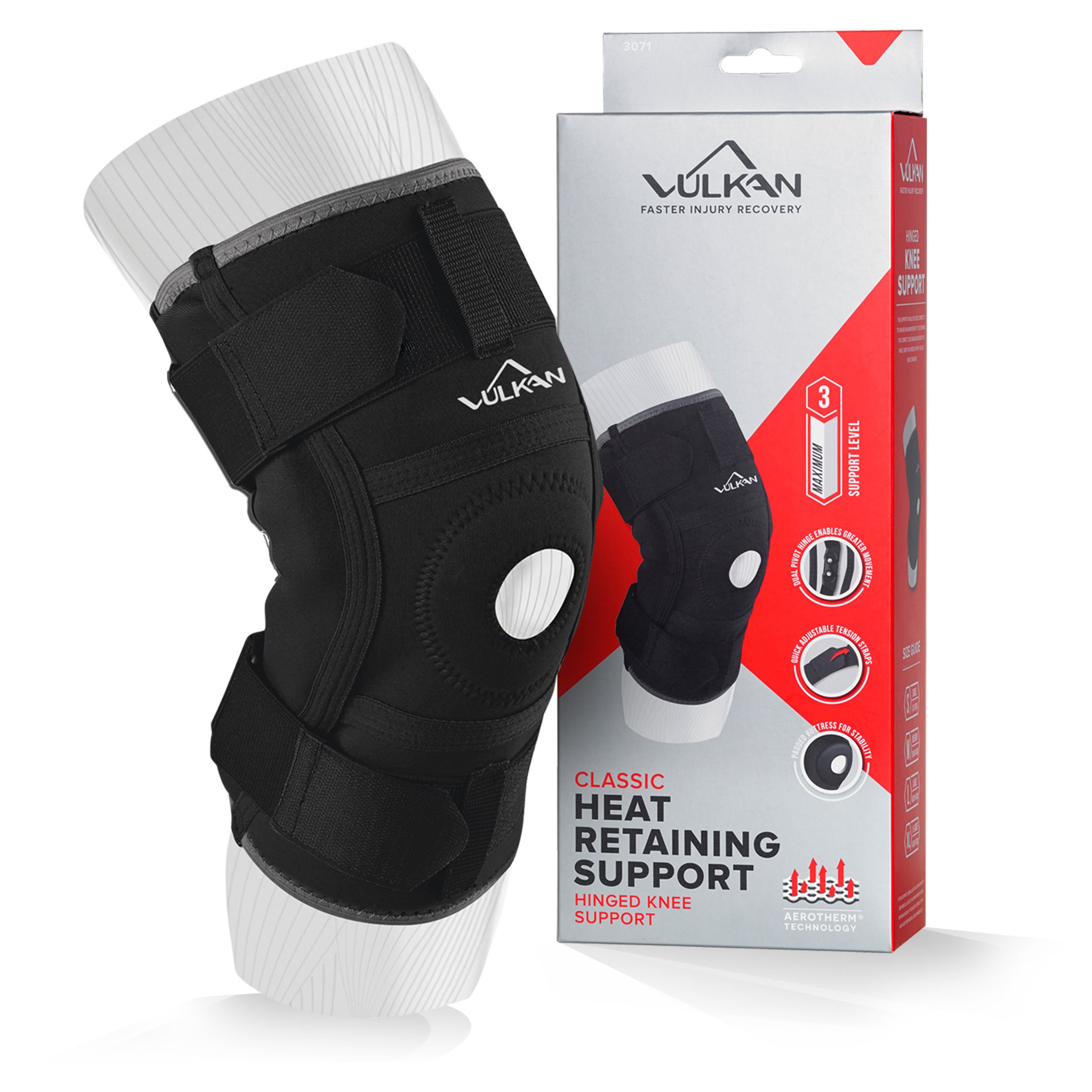 VULKAN Classic Hinged Knee Support, Medium, Knee Sleeve with Straps for Patella Support, Knee for Meniscus Tears, ACL Injuries, and Knee Stability, Knee for Athletes, Working Out, and Exercising