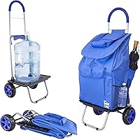 dbest products Bigger Trolley Dolly, Blue Shopping Grocery Foldable Cart