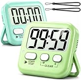Antonki 2 Pack Digital Timer with Battery &amp; Lanyards for Classroom Kitchen | With 2 AAA Batteries &amp; 2 Lanyards, Count Up/Down, Loud Alarm &amp; Silent Flash, Magnetic, Stand, Hanging, Homeschool Supplies