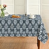 Horaldaily Spring Tablecloth 60×84 Inch Rectangular, Dark Teal Traditional Vintage Botanical Pattern Daisy Flower Washable Seasonal Table Cover for Party Picnic Dinner Decor