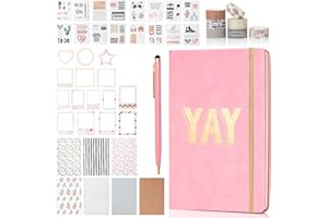 Gemful of Colors Journaling Kit for Girls Ages 8-12 - DIY Journal Set Includes Unlined Pages, Pen, Stickers, Washi Tape, Cards and Storage Box (Pink)
