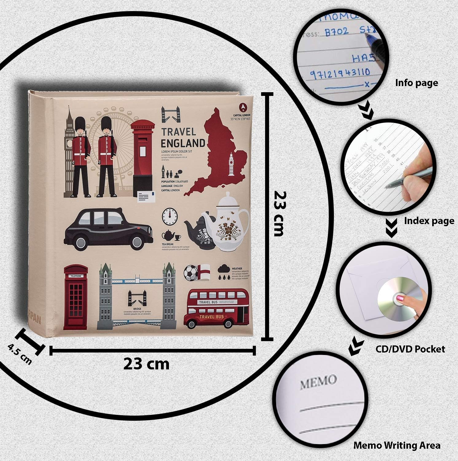 2 x Photo Album 200 6 X 4'' / 15 x 10 cm Photos Slip in Picture Album CD/DVD Pocket Memo Writing Area - Image 3