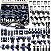 mankk 81PCS Quick Connect Air Hose Fittings Kit 1/8,1/4,3/8,1/2 inch | Push to connect fittings air line quick connect fitting quick release pneumatic kit for pneumatic system