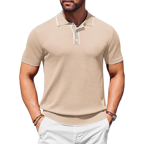 Men's Vintage Knitted Polo Shirt Loose Casual Half Sleeves