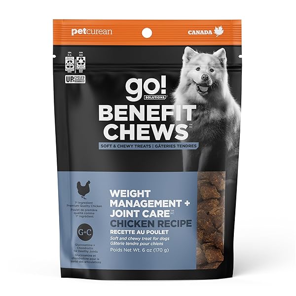 GO! SOLUTIONS WEIGHT MANAGEMENT + JOINT CARE DOG TREATS – CHICKEN RECIPE – SOFT AND CHEWY DOG TREATS, 6 OZ BAG