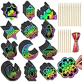 Deekin 120 Pcs Eid Scratch Paper Set Ramadan Crafts Scratch Cards Hanging Ramadan Gifts Eid Magical Party Activities DIY Art Painting Project Supplies
