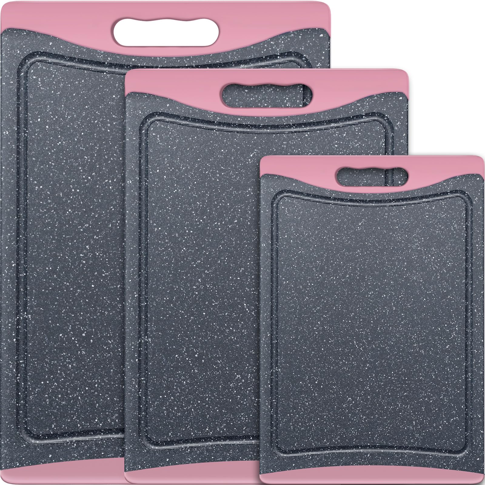 Extra Large Cutting Boards, Plastic Cutting Boards for Kitchen (Set of 3) Cutting Board Set Dishwasher Chopping Board with Juice Grooves Easy-Grip Handles, Pink, Empune Image Extra Large Cutting Boards, Plastic Cutting Boards for Kitchen (Set of 3) Cutting Board Set Dishwasher Chopping Board with Juice Grooves Easy-Grip Handles, Pink, Empune Image
