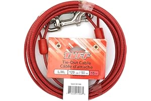 Tuff Tie Out Cable for Dogs, Weather Resistant, Tangle Resistant, Extra Strong Horse Steel Snaps, Durable and Long Lasting, M