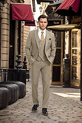 Aowdoy Men's Suits 3 Piece Slim Fit Tuxedo Suit One