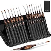 Nicpro Miniature Paint Brushes - 15PCS Model Paint Brush Set with Nylon Case for Acrylic Oil Watercolor, Micro Detail Paint Brushes for Model, Miniature Painting, Fine Detailing, Paint by Numbers