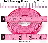 Wintape Soft Body Measuring Tape 150 cm Pink Retractable Double Sided 2 Pieces view 6