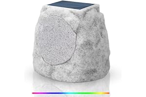Postlucky Rock Speakers Outdoor Waterproof Solar-Powered Bluetooth Wireless Outdoor Rock Speaker Rechargeable Battery with 7 Light Colors Outdoor Bluetooth Speakers for Patio Pool Deck