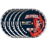 ORIXTREME 14 Inch Diamond Saw Blade 5Pcs, General Purpose Segmented Blade | Dry/Wet Cutting Concrete, Reinforced Concrete, Masonry, Brick, Block, 1"-20mm Arbor