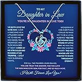 Daughter In Law Gift Necklace from Mother In Law | Honor Pendant with Message Card & Box | Bonus Daughters Jewelry for Birthday, Wedding, & Special Occasion