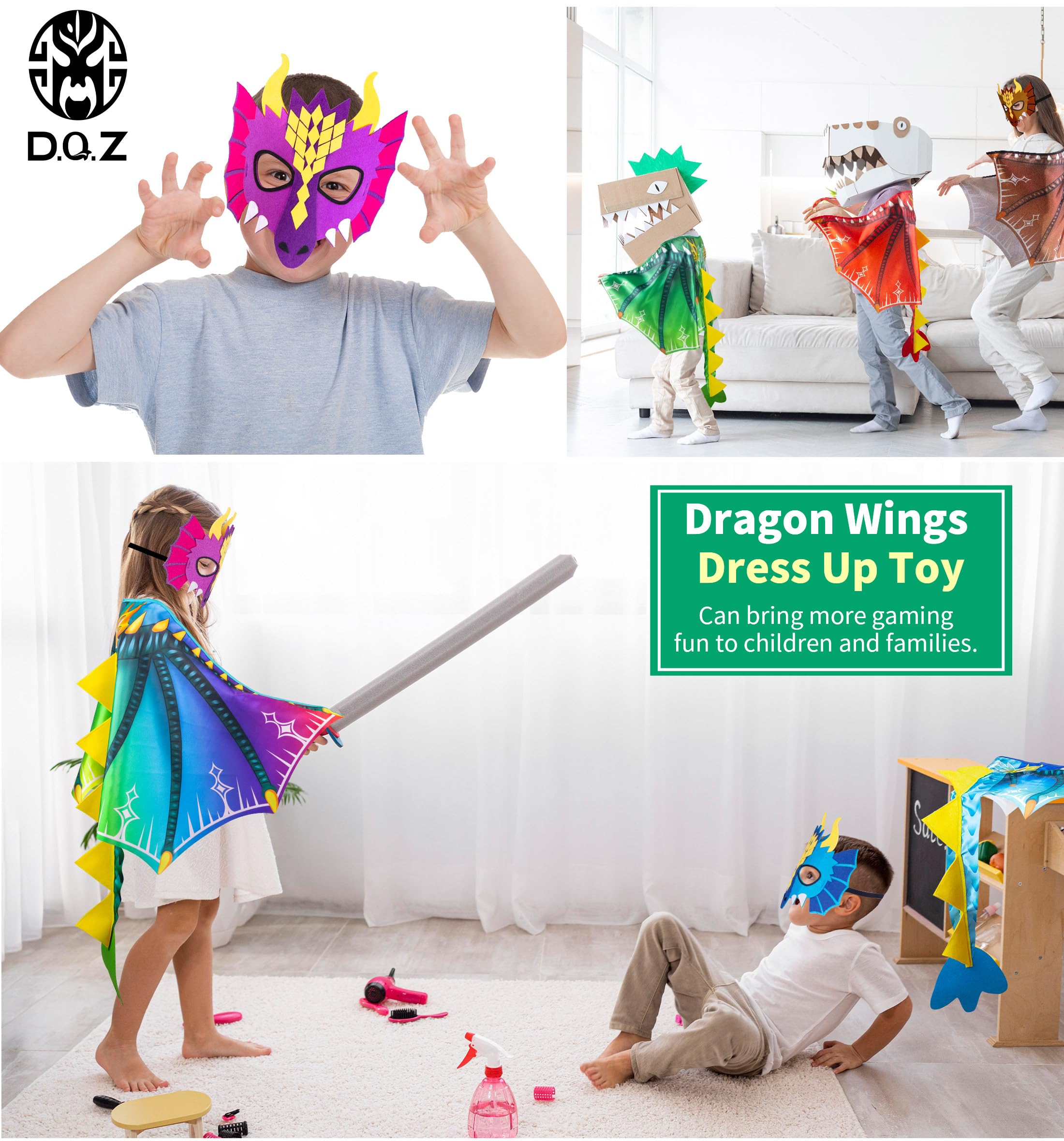 D.Q.Z Toddlers Dragon-Wings Costume for Kids Dinosaur Toys Gifts for 4 Years old Boys Girls Birthday Dress Up Party