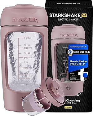 STARKSHAKE® V4 – ausgezeichnet als bester elektrischer Shaker vom F.A.Z.-Verlag (2025) | Elektrischer Protein Shaker für cremige Eiweiß Shakes | 8000 UPM | USB-C | 120+ Shakes | inkl. STARKPOD | PINK