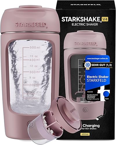 STARKSHAKE® V4 – ausgezeichnet als bester elektrischer Shaker vom F.A.Z.-Verlag (2025) | Elektrischer Protein Shaker für cremige Eiweiß Shakes | 8000 UPM | USB-C | 120+ Shakes | inkl. STARKPOD | PINK