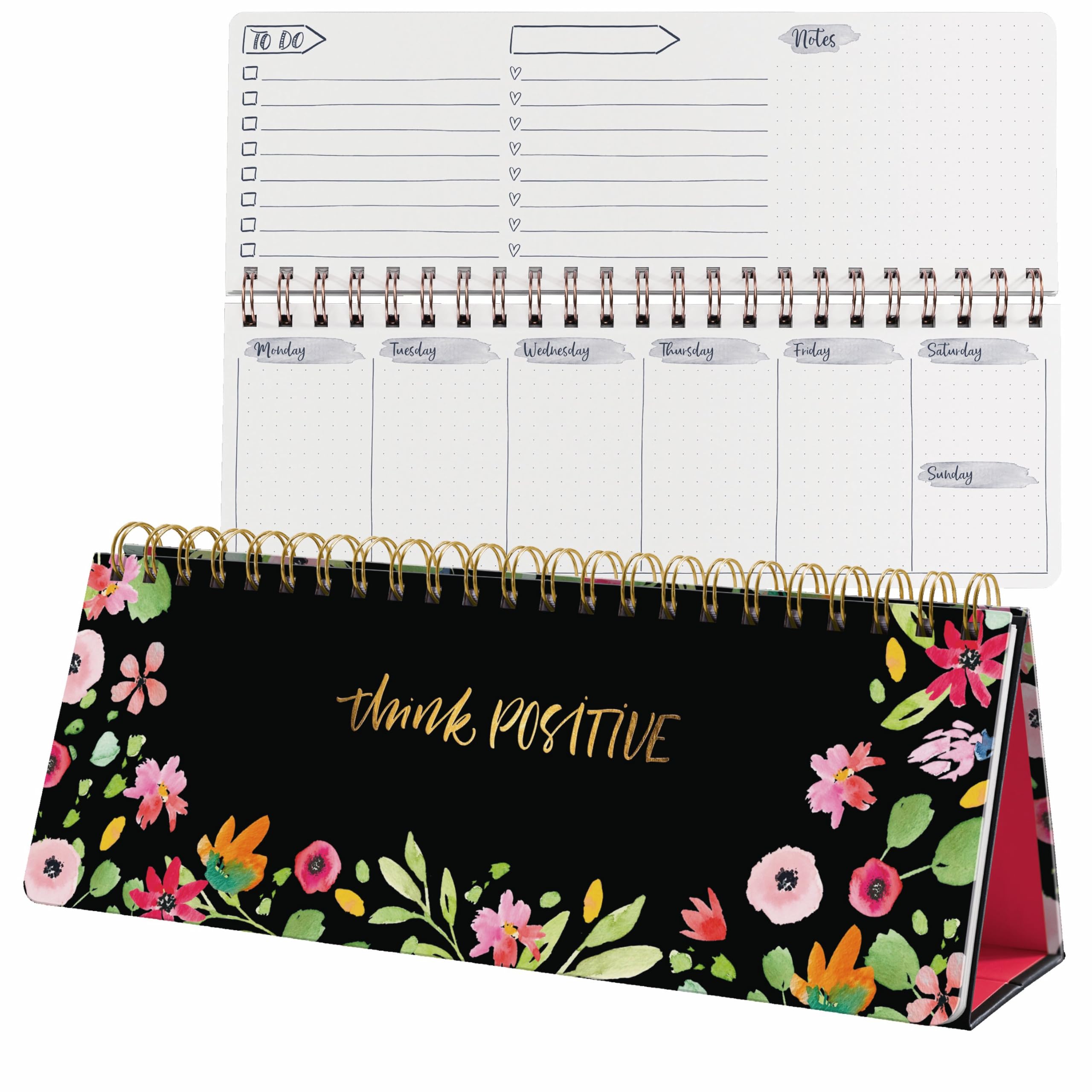SIGEL JP100 Jolie Weekly diary undated - Flower Love - 100 g/m² - 30 x 11,4 cm - hardcover - 124 pages - Black, Green, Pink