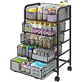 5-Tier Craft Organizer Cart with Wheels-Storage Cart with Drawers,Lockable Wheels Rolling Utility Cart,Makeup Cart with DIY Divider,Office Supply Organizer Storage for Studio,Office Patent Pending