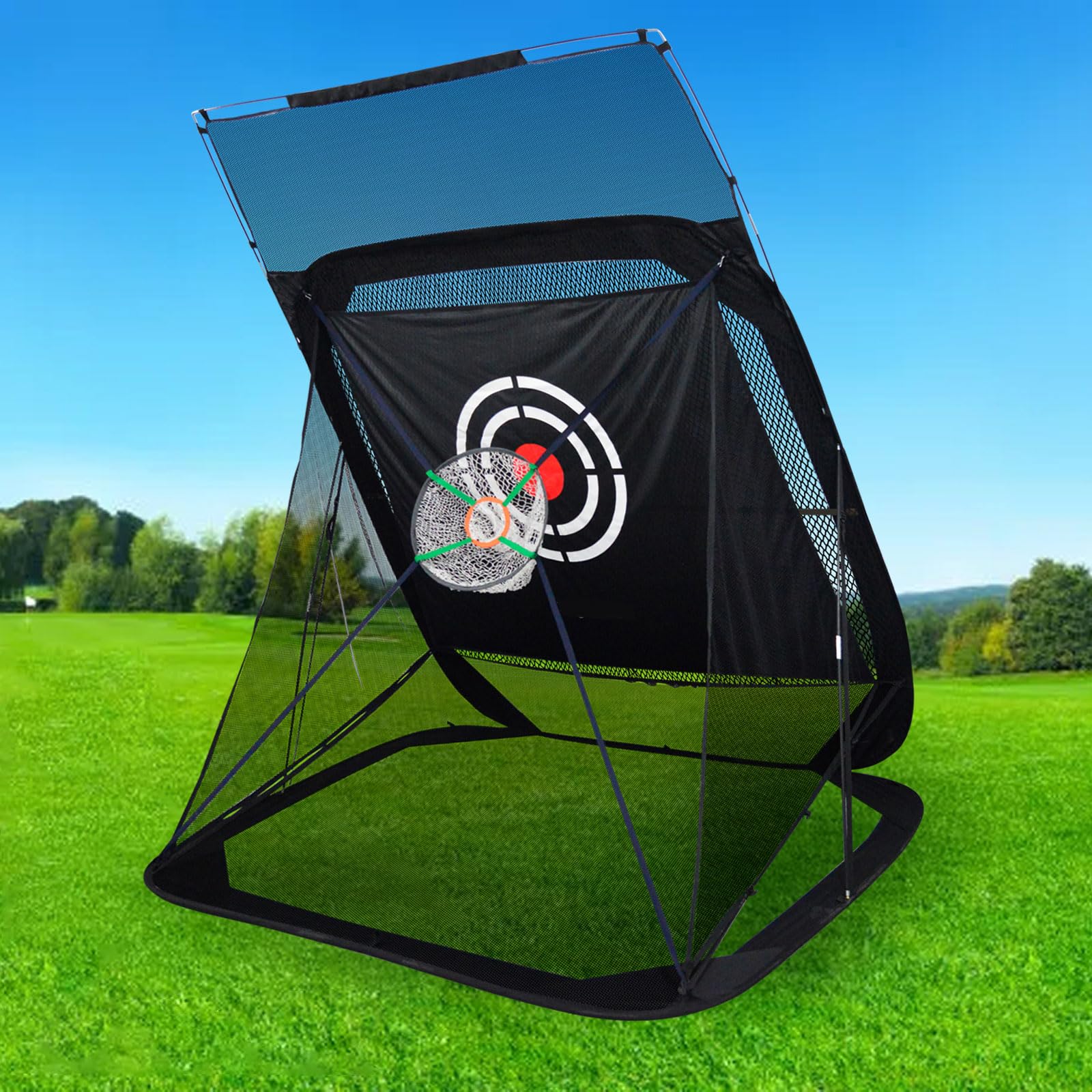 Photo 1 of Golf Practice Hitting Nets for Backyard Driving Indoor Use Heavy Duty Practice Golf Driving Nets for Backyard Premium Portable Golf Impact Nets Cages with Frame and Net for Men