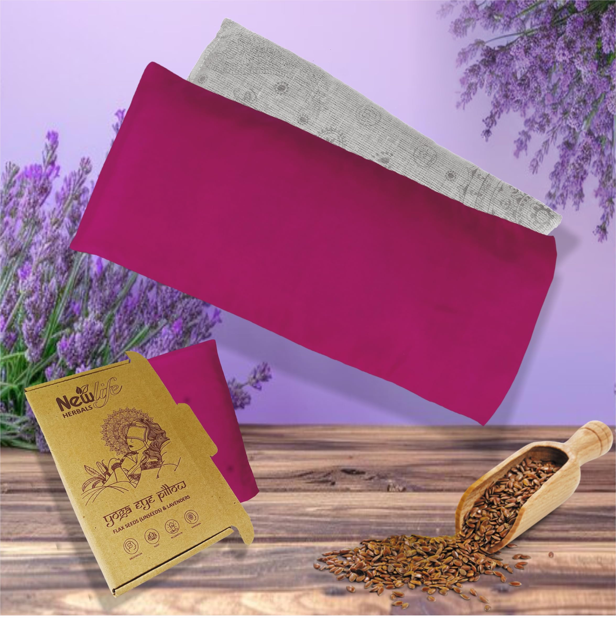 Yoga Eye Pillow Silk Eye Bags Linseeds Lavender Pillow Yoga Stress Relief Eye Bag (Cherry Red (Filler = Linseeds + Lavender))