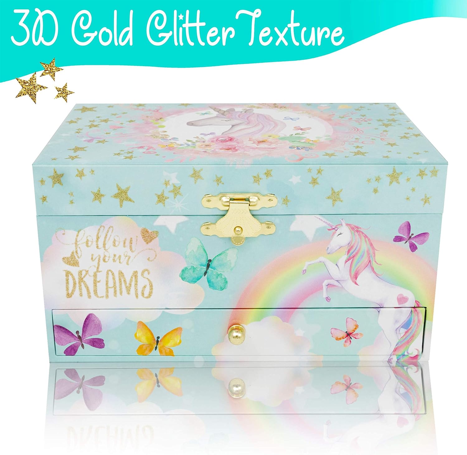 The Memory Building Company Unicorn Music Box & Little Girls Jewelry Set - 3 Unicorn Gifts for Girls: Home & Kitchen