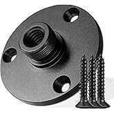 Mic Podium Flange Mounts with Pad, Microphone Gooseneck Table Mounts with 5/8-27 Male 3/8-16 Female Threads and Mounting Scre