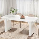 Tribesigns Dining Table, 62.2'' Rectangular Double Pedestal Kitchen Table | Modern Minimalist Dinner Table with MDF &amp; Hollow‑Core Board,Seats 4‑6 People,Only Table,Multi‑Use for Dining Room Restaurant