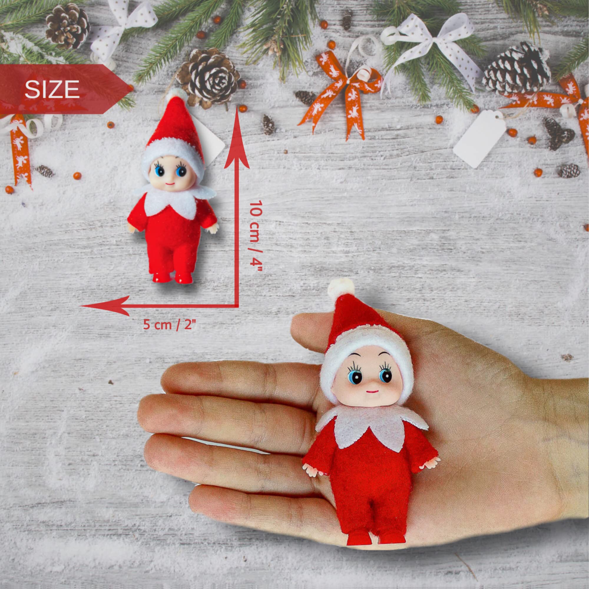 LitoMagic Christmas Baby Elf Doll in Red Jumpsuit