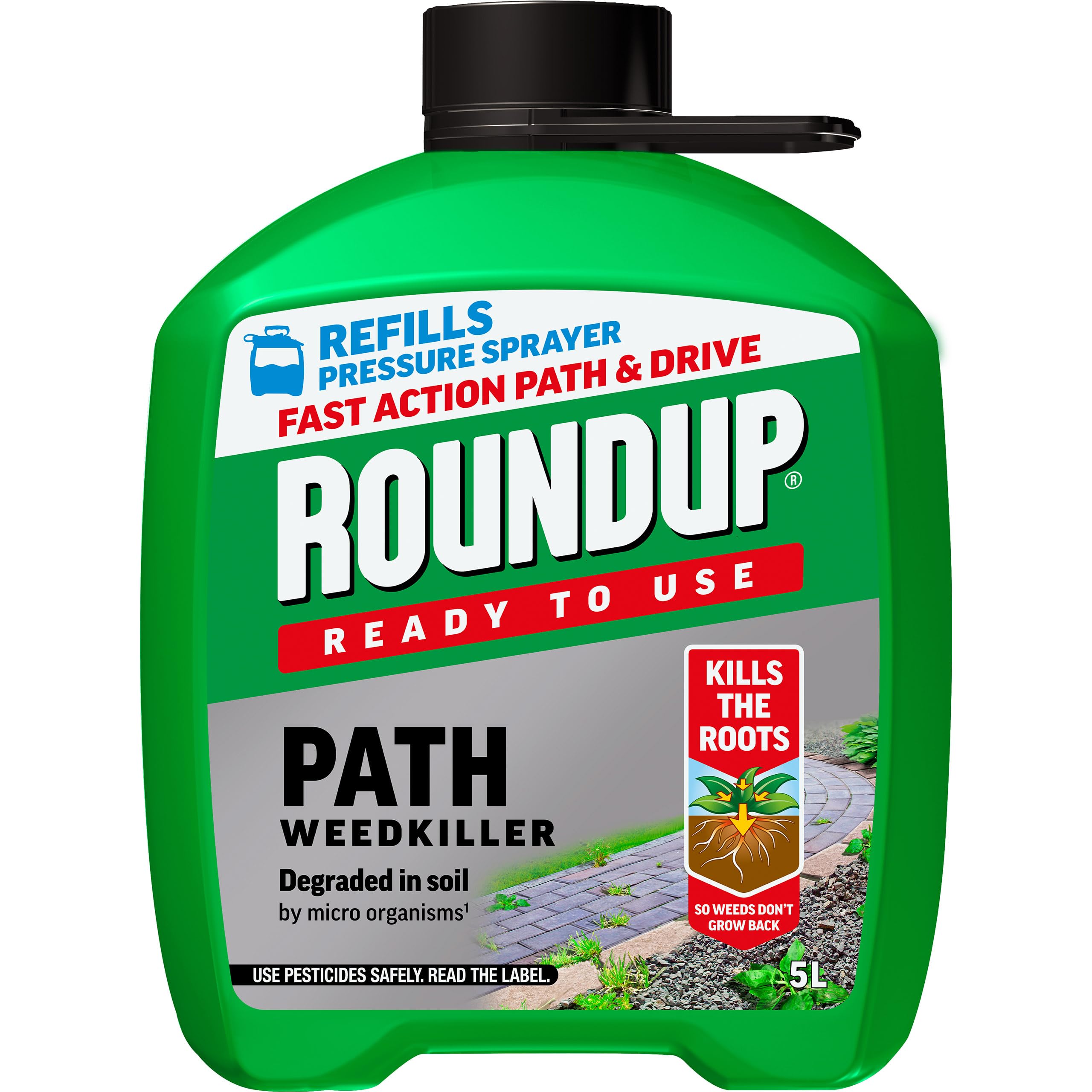 Roundup Path Weedkiller, Ready to Use, Refill for Pressure Sprayer, 5 Litre