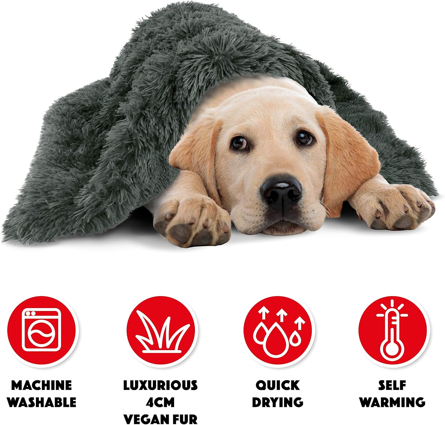 The Dog’s Blanket Sound Sleep - Faux Fur Dog Blanket, Grey, Large, 72x107cm, Grey Fur, Large Blanket (72x107cm) - Image 4