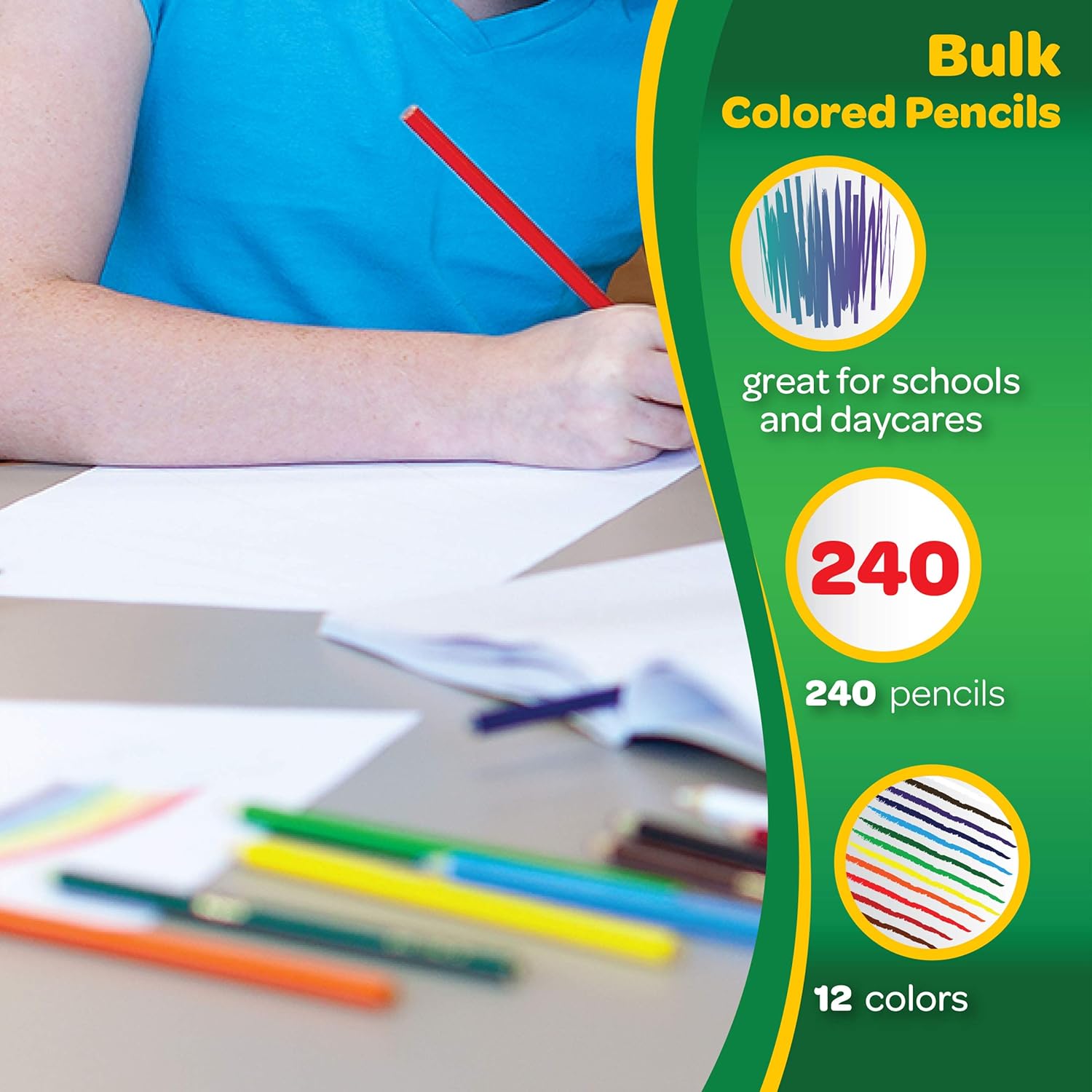 Crayola Colored Pencils, Bulk Classpack, Classroom Supplies, 12 Assorted Colors, 240 Count, Standard: Toys & Games
