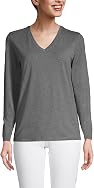 Lands' End Women's Relaxed American-Grown Supima Cotton Long Sleeve V-Neck T-Shirt