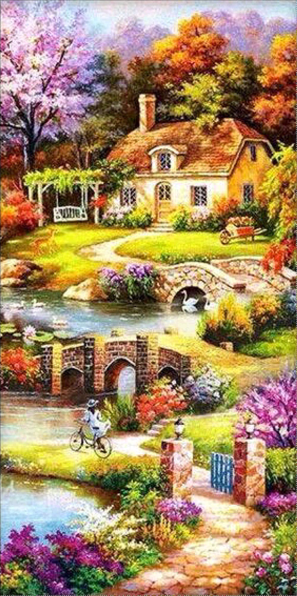 DIY 5D Diamond Painting Kit Big Landscape Crystal Rhinestone Diamond Painting by Numbers Embroidery Paintings Arts Cross Craft Wall Decals Diamond Puzzles Kits Adults Home Kitchen Decor 45x85CM